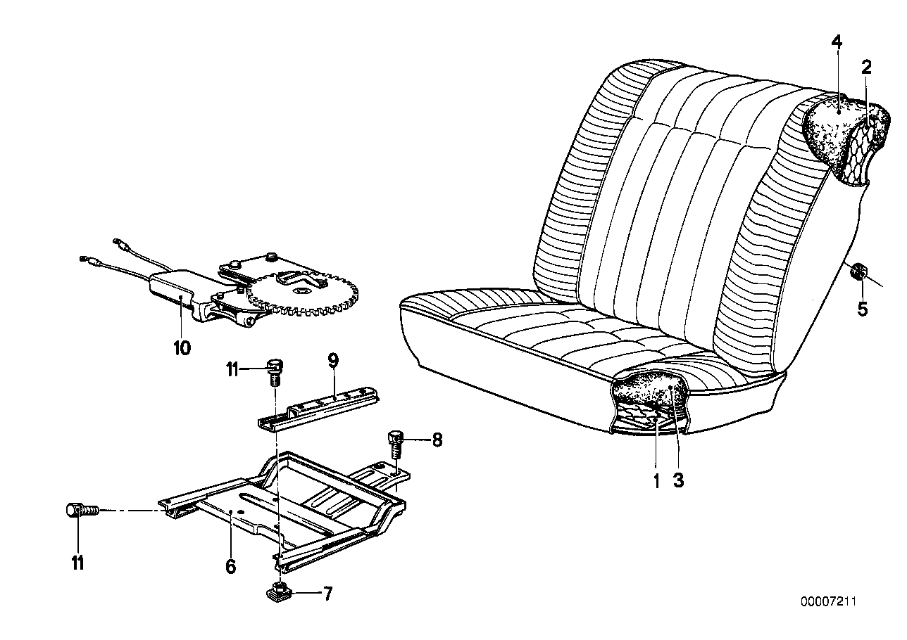 SEAT EL. ADJ. SPRING FRAME/PAD REAR