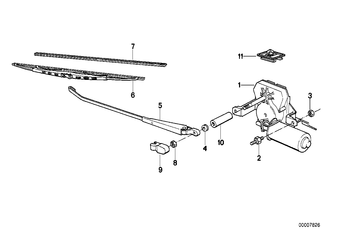 SINGLE PARTS FOR REAR WINDOW WIPER