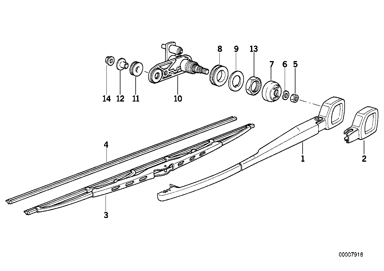 SINGLE PARTS FOR REAR WINDOW WIPER