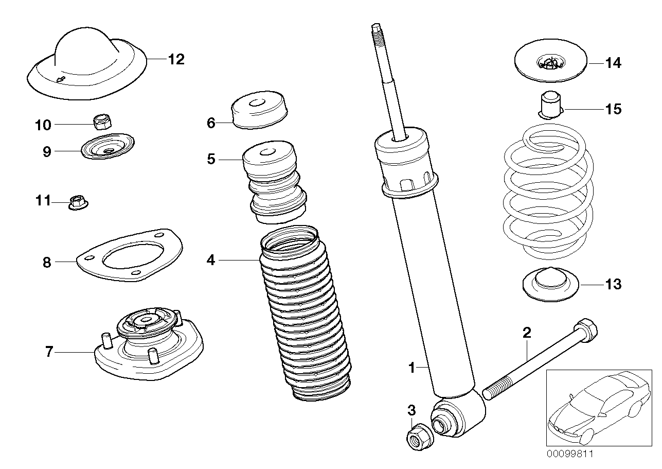 SINGLE COMPONENTS FOR REAR SPRING STRUT