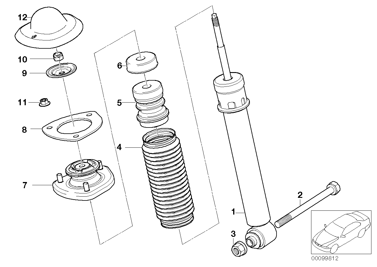 SINGLE COMPONENTS FOR REAR SPRING STRUT